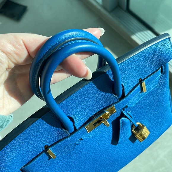 Birkin HERMES 25 Bleu France 100% authentic - Picture 16 of 16